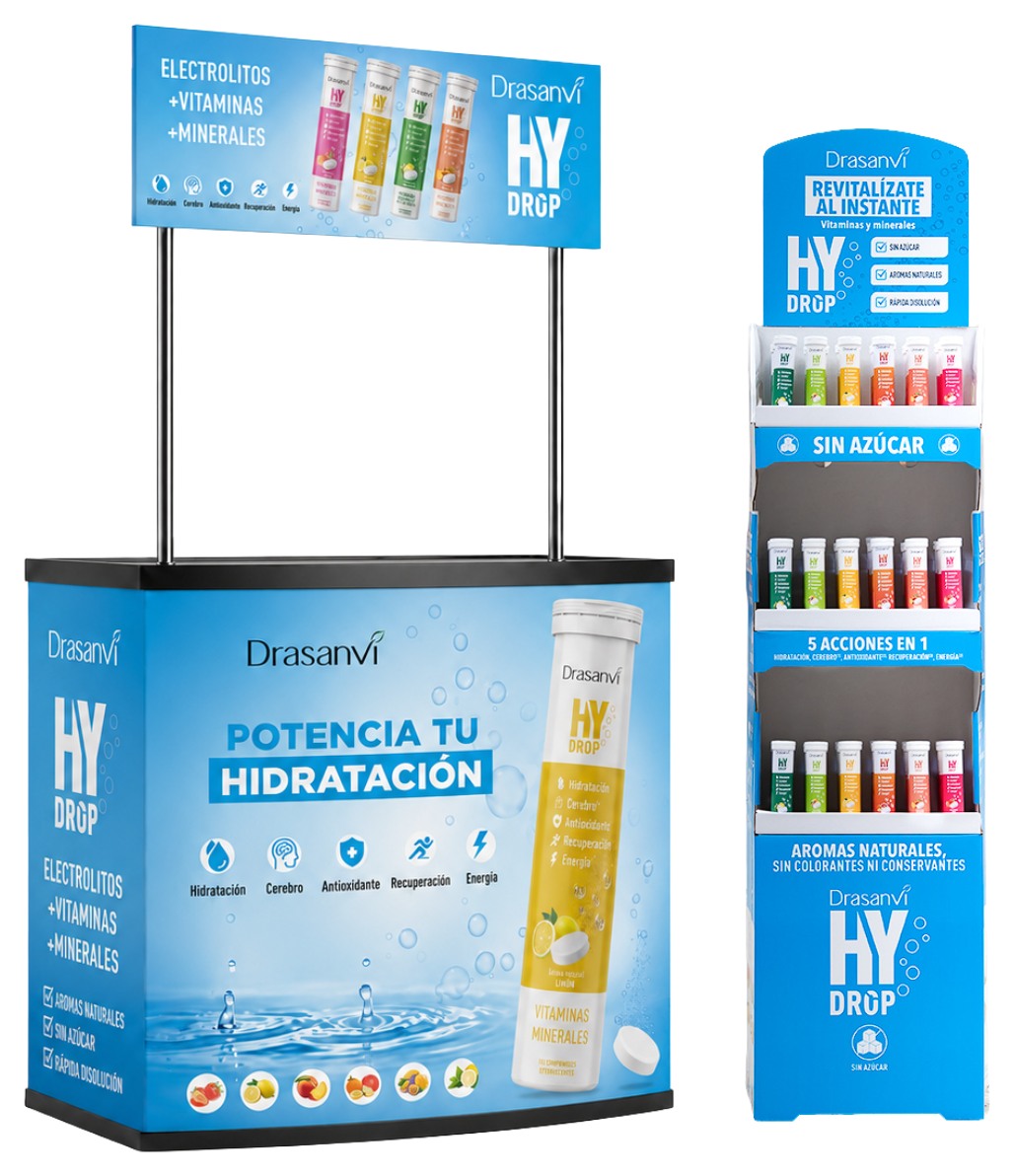 Estaci&oacute;n de hidrataci&oacute;n y expositor Hydrop de 72 unidades